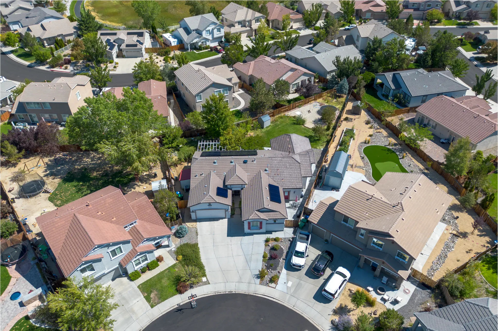 Backyard view of Seven Pines Court home showing Nevada mountain backdrop in South Reno 89521