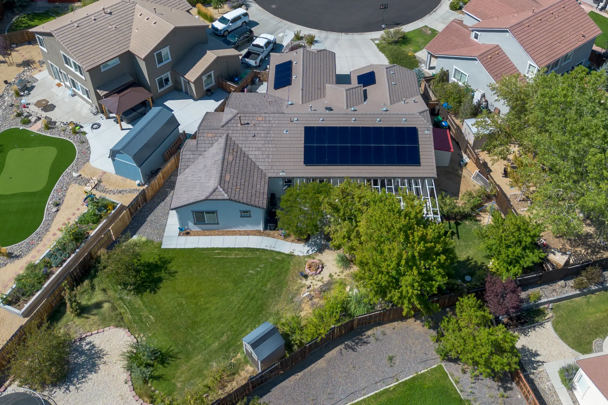 Exterior corner detail of Seven Pines Court mountain home remodel in South Reno Nevada
